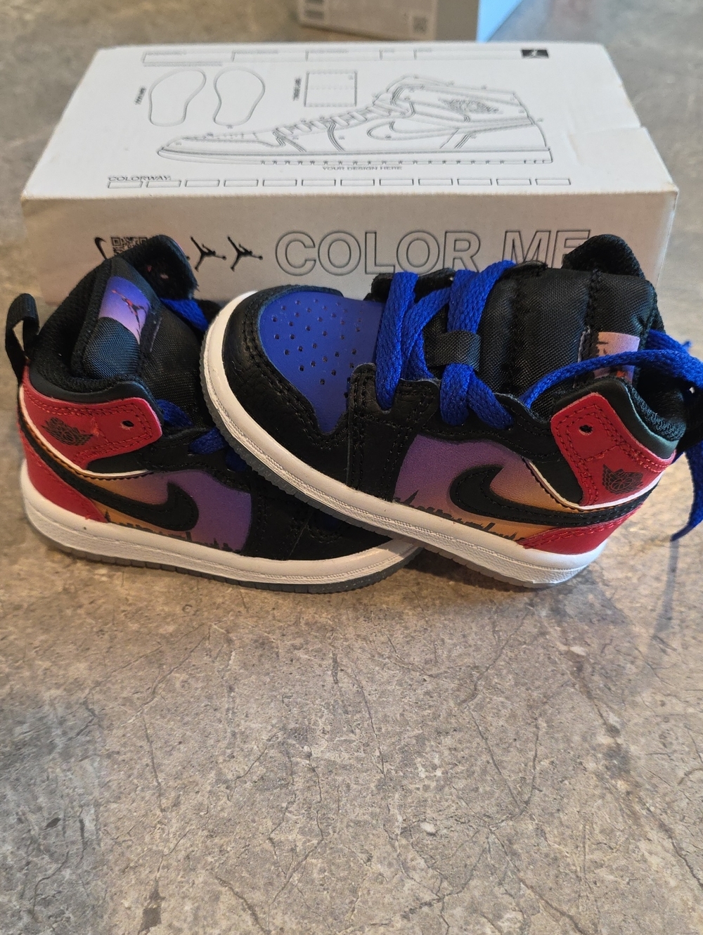 (J54) Jordan Kids' High-Top Sneakers - Black, Blue, Purple, Red